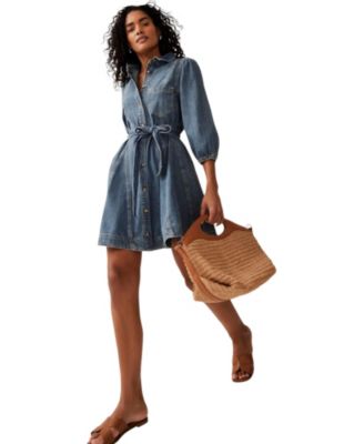  Women's Denim Mini Shirt Dress