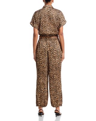 Satin Leopard Tie Front Shirt & Jogger Pants