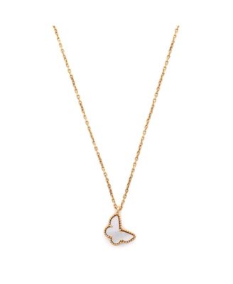 Pre-Owned Van Cleef & Arpels - Sweet Alhambra Butterfly Pendant Necklace 18K Gold and Mother of Pearl