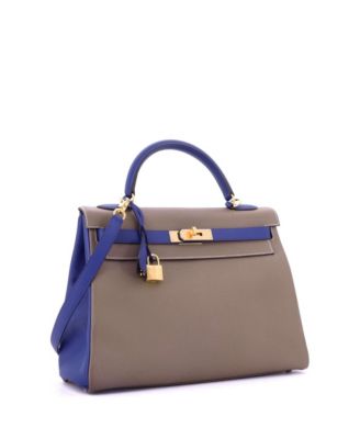 Kelly 32 Handbag Bicolor Epsom with Gold Hardware