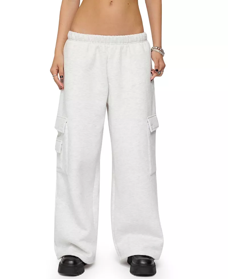 Edikted Petite Wide Leg Cargo Sweatpants