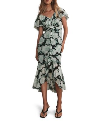  Women's Floral Print Ruffle Maxi Dress