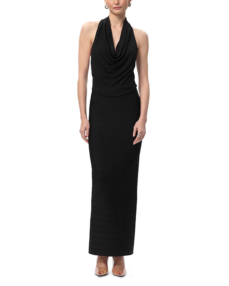 Herve Leger The Lia Cowl-neck Gown In Black