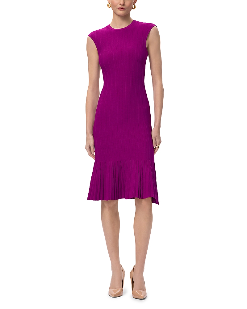 Herve Leger The Bridget Sleeveless Pleated-hem Mini Dress In Purple