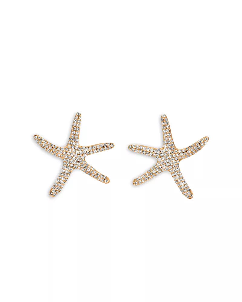 Ettika Pave Starfish Statement Stud Earrings