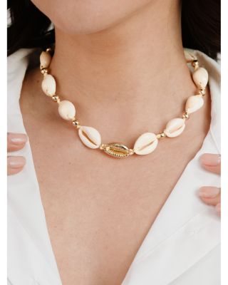 Out to Sea Cowrie Shell & 18K Gold Plated Necklace, 12.5"
