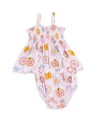 Girls' Ruffled Strap Smocked Top & Diaper Cover Set - Baby