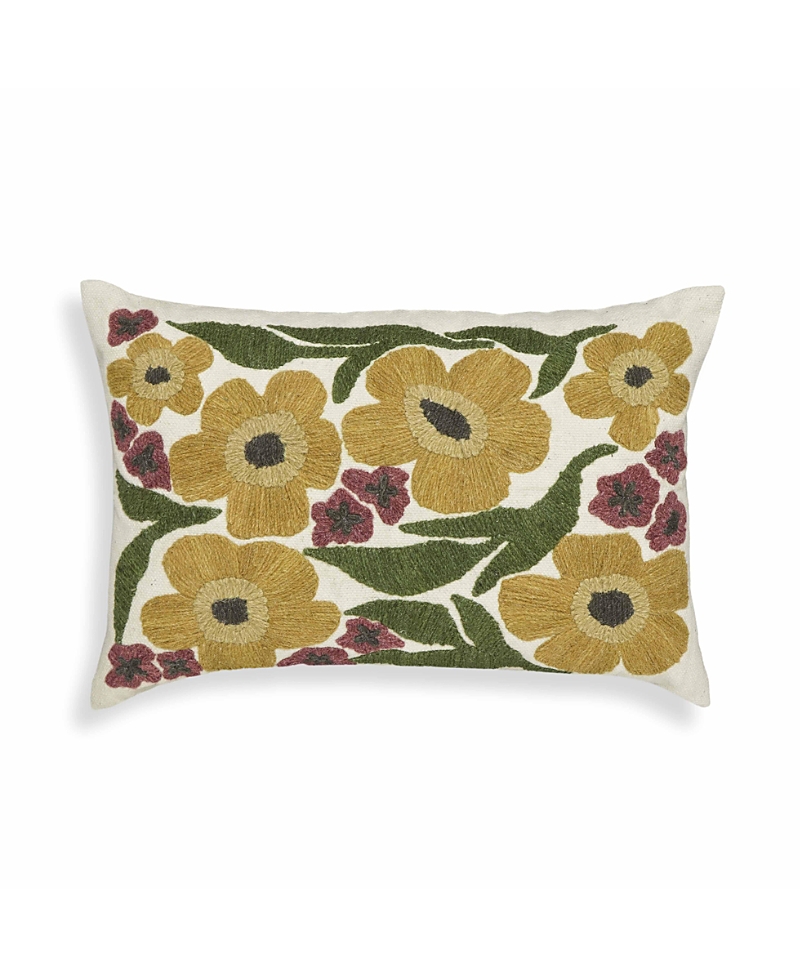 Tov Furniture Blossom Embroidered Daisy Wool 24 x 16 inch Accent Cushion