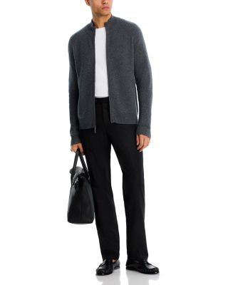 Full Zip Ribbed Wool & Cashmere Sweater - Exclusive