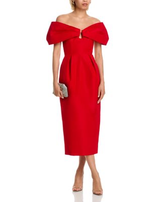 Silk Off-the-Shoulder Column Dress