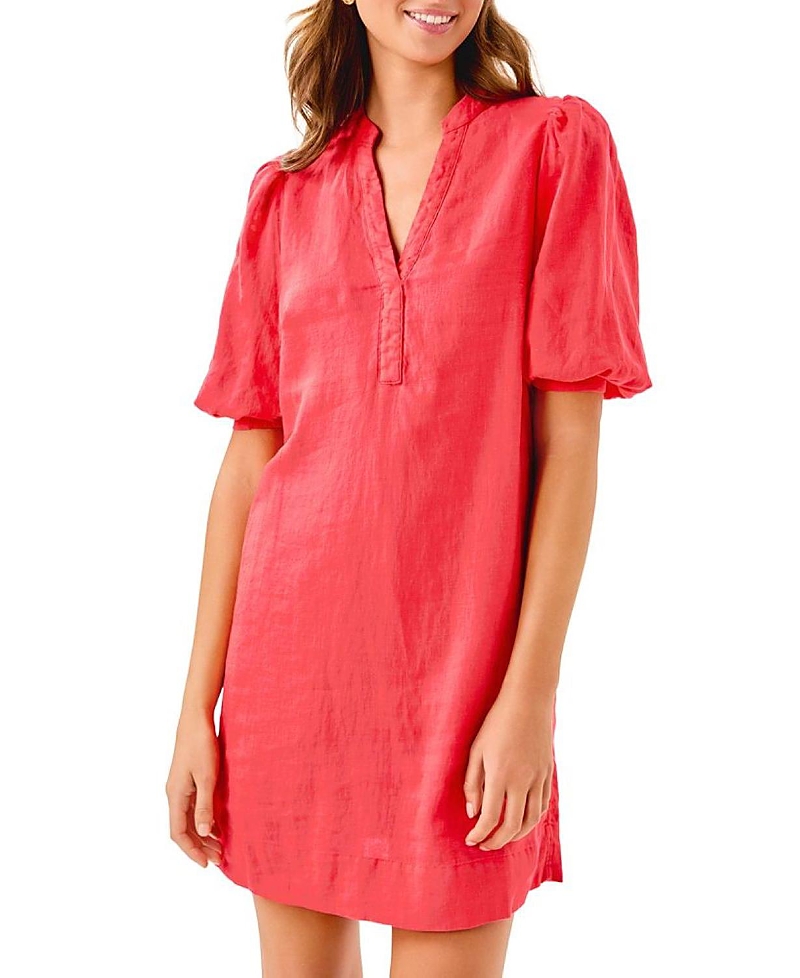 Lilly Pulitzer Mialeigh Elbow Sleeve Linen Dress In Pink