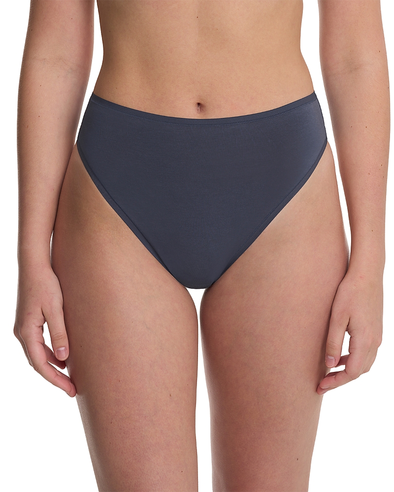 Natori Bliss Bare Cotton High Cut Briefs In Blue