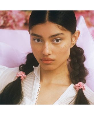 Pure Silk Back to Basics Skinny Scrunchies in Rose, Set of 4