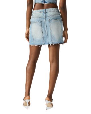 Eras Rhinestone Frayed Denim Mini Skirt