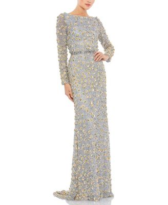 Mac Duggal - Embellished Long Sleeve High Neck Gown