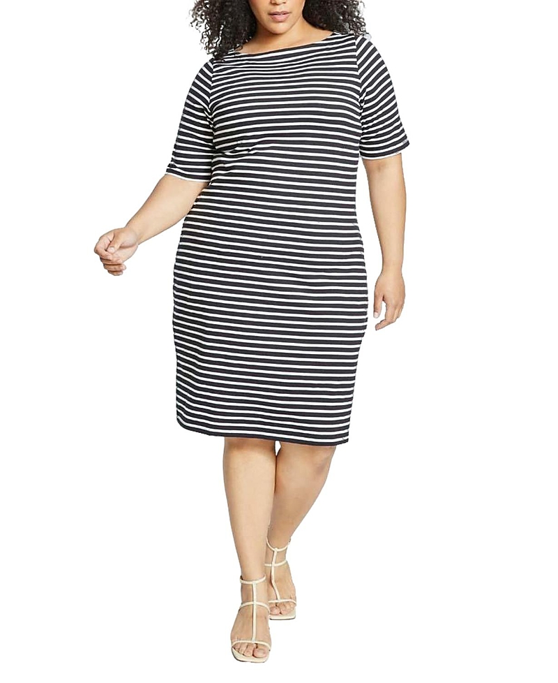 Universal Standard Plus Size Belle Breton Stripe Jersey Dress
