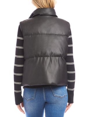 Faux Leather Quilted Puffer Vest