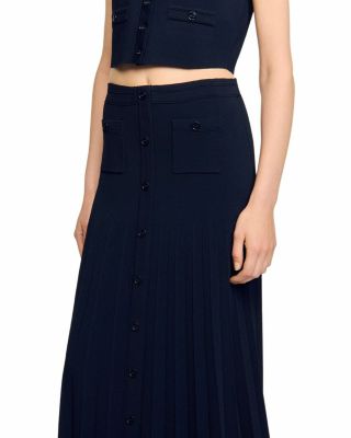 Long Two Tone Knit Skirt