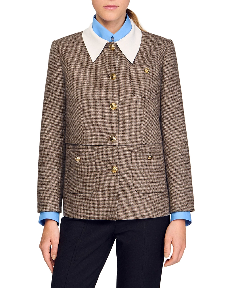 Sandro Houndstooth Suit Jacket In Multi