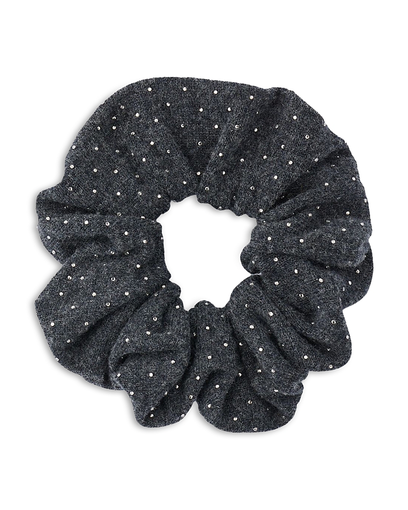 Sandro Rhinestone Knit Scrunchie In Gray