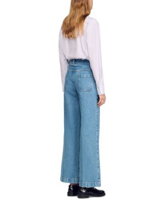 Wide Leg High Rise Jeans in Blue Jean