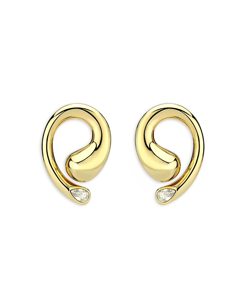 Aqua Frontal Swirl Stud Earrings In Gold