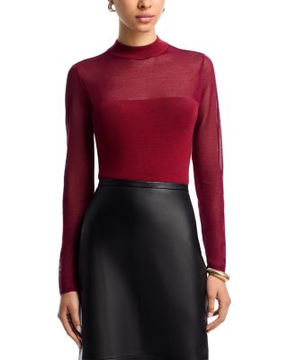 Sheer Knit Mock Neck Top - Exclusive 