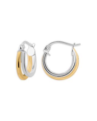 18K Gold-Plated & Sterling Silver Two-Tone Double Hoop Earrings - Exclusive