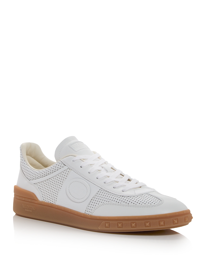 Valentino Garavani Perforated Calf Nappa Leather Sneakers In White