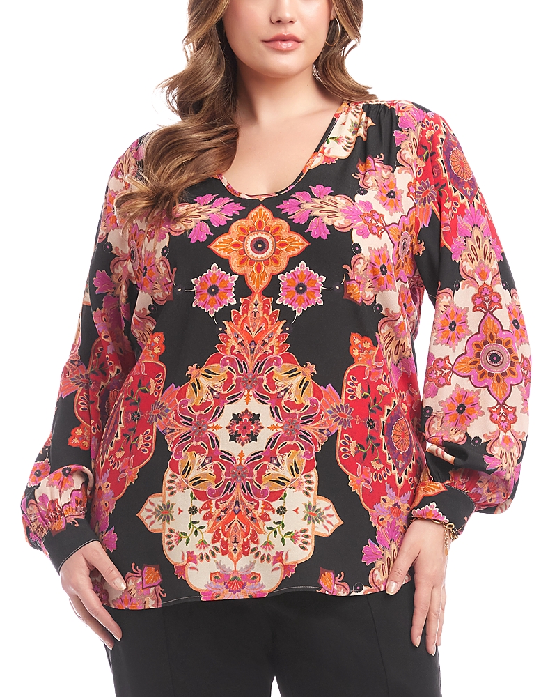 Karen Kane Printed Scoop Neck Top In Animal Print