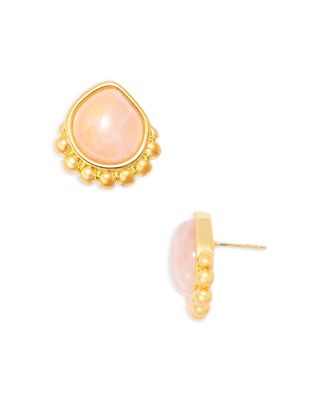 Rose Quartz Stud Earrings, 0.9"L - Exclusive