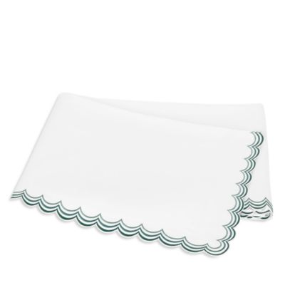 Stella Scalloped Embroidered Flat Sheet, Full/Queen