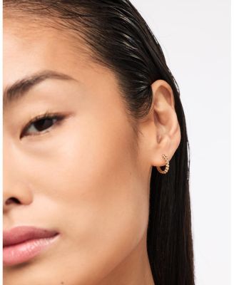 Solid Yellow Gold Bead Hoops Small Earrings