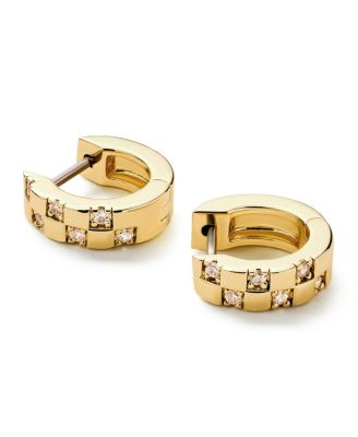 Brass and Cubic Zirconia Eden Mini Gold Huggie Earrings