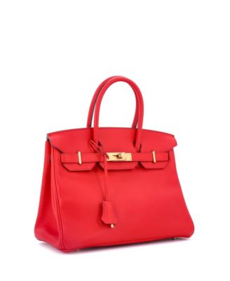 Birkin 30 Handbag Red Jonathan with Gold Hardware