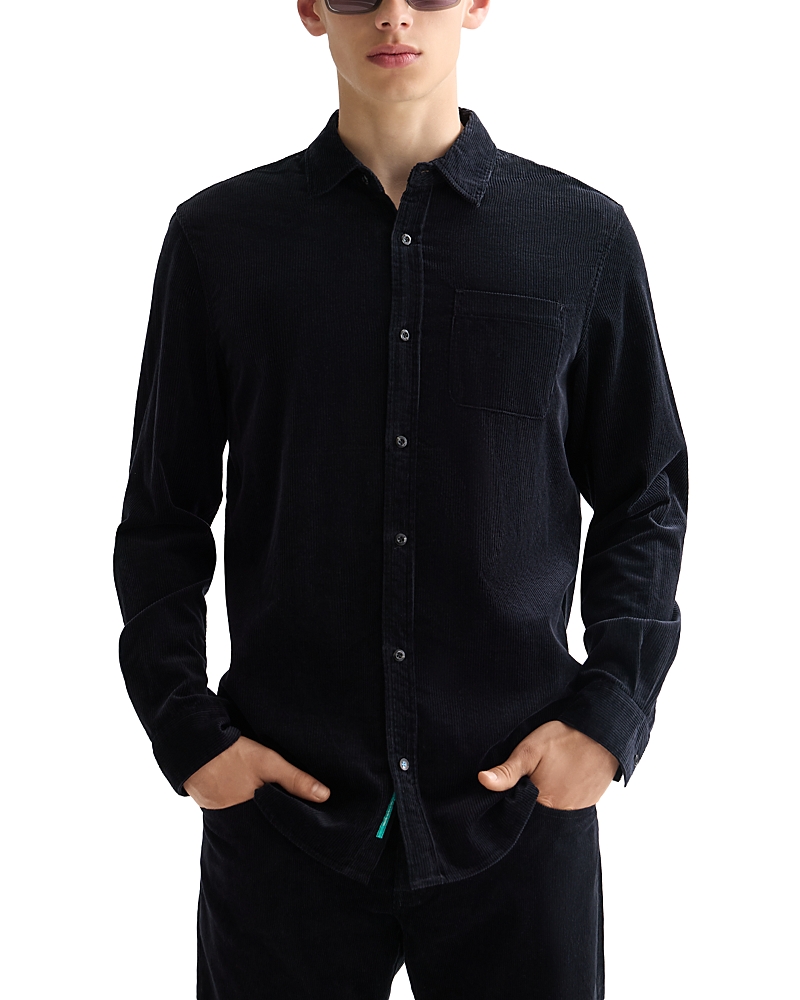 Scotch & Soda Regular Fit Cotton Corduroy Button-up Shirt In Blue
