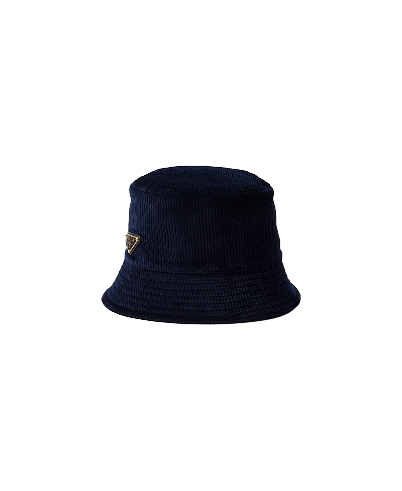 Prada Corduroy Bucket Hat In Blue