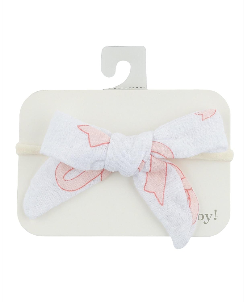 oh baby! Girls' Tie Bow Big Bows in Pink Tie Bow Headband - Baby