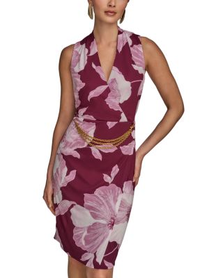 Floral Print Chain Belt Dress