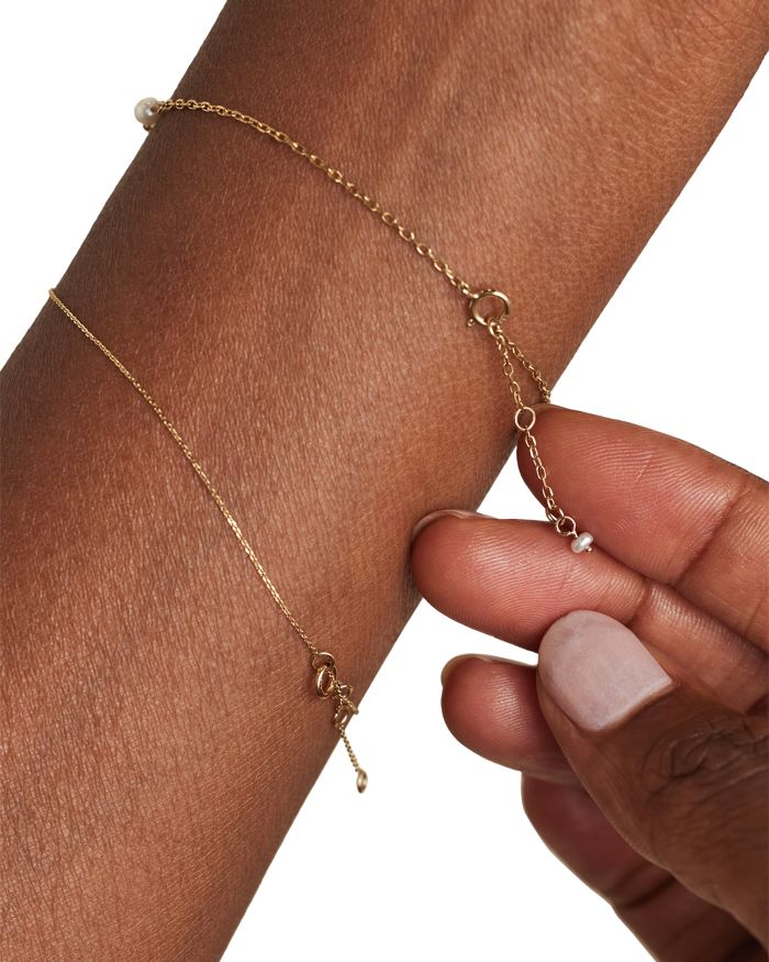 14K Yellow Gold Cultured Freshwater Pearl Link Bracelet