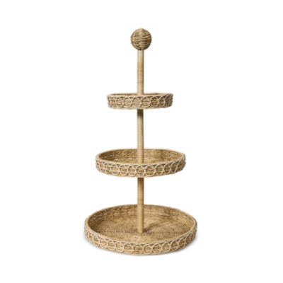 Provence Rattan 3 Tier Shelving Unit, Whitewash 