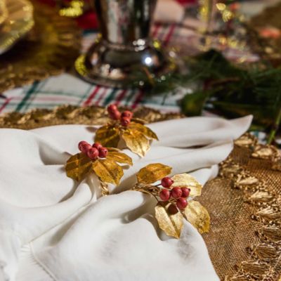 Forest Walk Holly Winter Berries Napkin Rings, Set of 4
