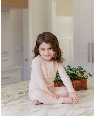  Unisex Heart and Star Button Pointelle Collection Lounge Set - Baby, Little Kid