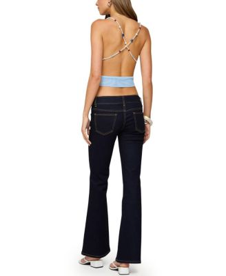 Beaded Deep Cowl Neck Backless Top