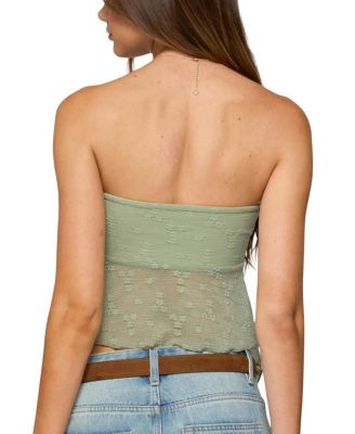 Embroidered Sheer Strapless Top