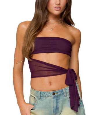 Amaro Strapless Side Tie Cut Out Top