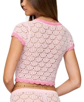 Elisa Open Knit Button Up Top