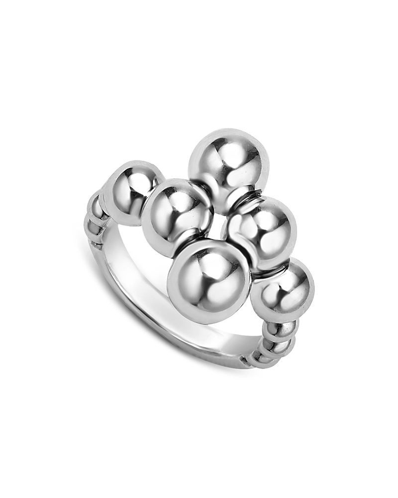 Lagos Sterling Silver Caviar Bubbly Beaded Bypass Ring In Metallic