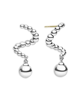 Sterling Silver Caviar Bubbly Beaded Statement Drop Earrings