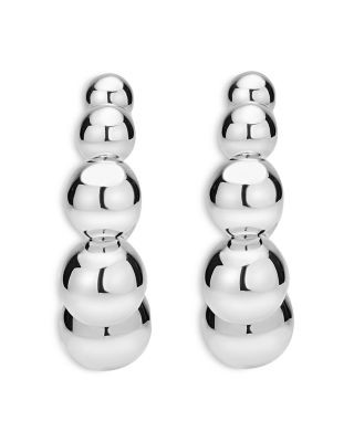 18K Yellow Gold & Sterling Silver Caviar Bubbly Beaded Hoop Earrings